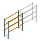 Gebruikte JH MPB palletstelling 4000x3300x1100mm (hxbxd) 3 niveaus beginsectie