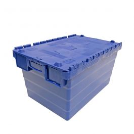 3x Eurostapelbakken met 2 doorvattingen, LxBxH 600x400x320 mm, blauw