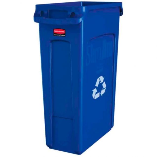 Slim Jim container met luchtsleuven 87 Liter Blauw met recyclingsymbool