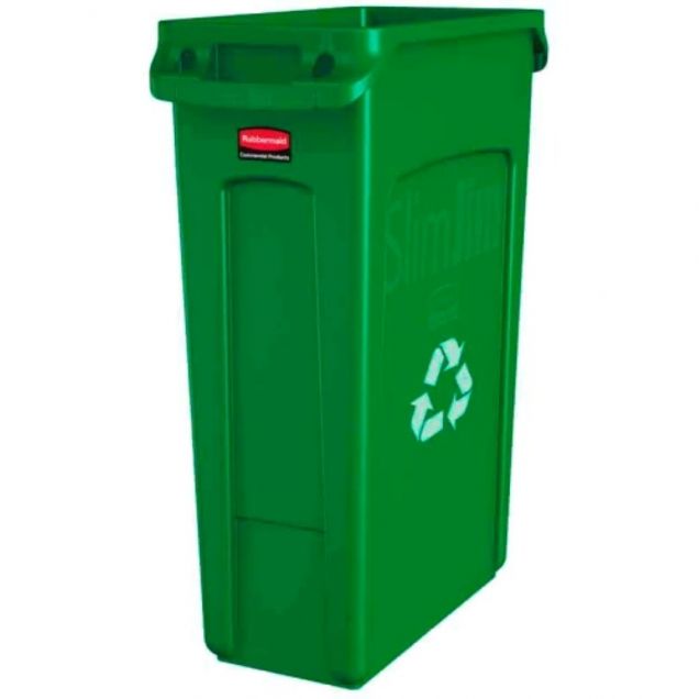 Slim Jim container met luchtsleuven 87 Liter Groen met recyclingsymbool
