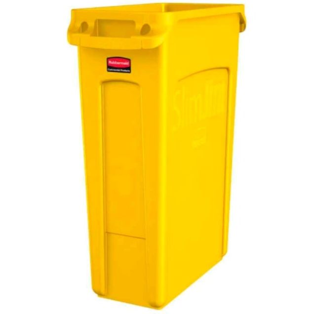 Slim Jim container met luchtsleuven 87 Liter Geel