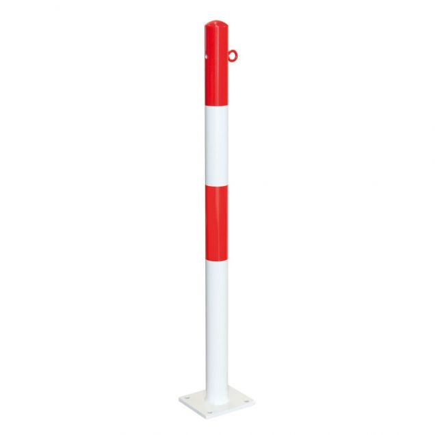 MORION paal op voetplaat Ø60mm 1 kettingoog rood/wit