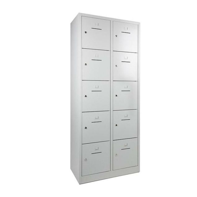 10-deurs locker, lockerkast 1900x800x450 mm (hxbxd) grijs cilinderslot