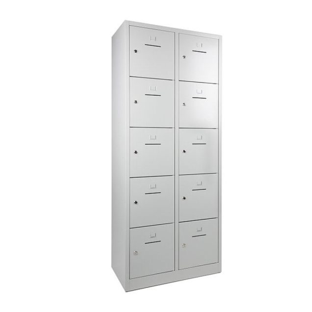 10-deurs locker, lockerkast 1900x800x450 mm (hxbxd) grijs cilinderslot
