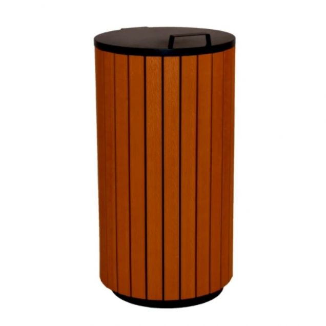 Buitenafvalbak rond met deksel 90 Liter Houtlook