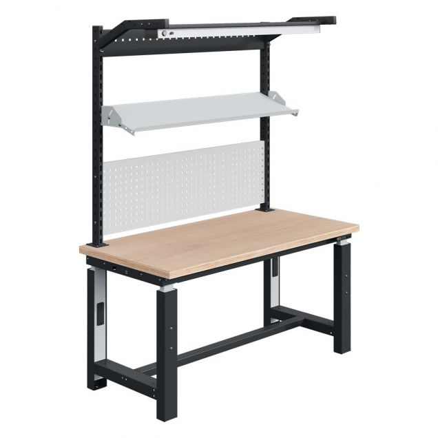 Elektrisch verstelbare werkbank Sofame multiplex 40mm 1500x750x740-1240mm 300kg Antraciet