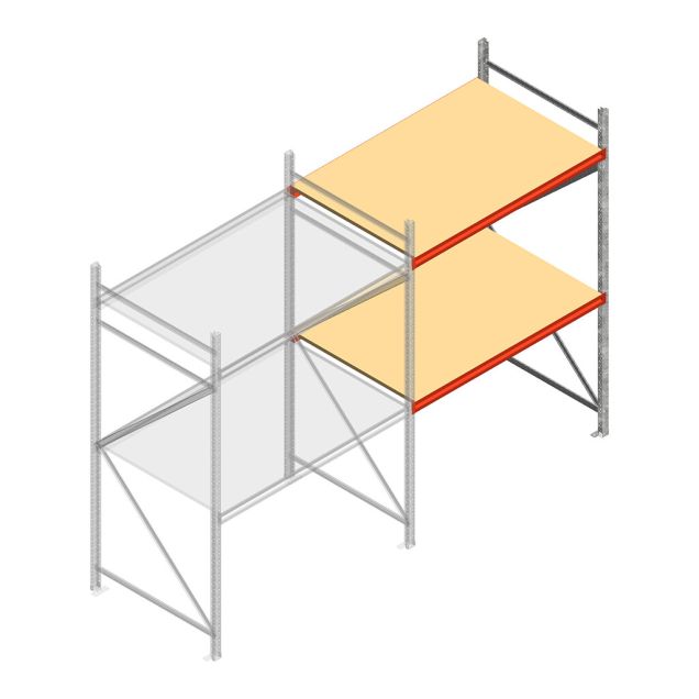 Grootvakstelling AR 2250x1850x1000 mm (hxbxd) 2 niveaus verzinkt aanbouwsectie