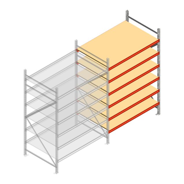 Grootvakstelling AR 2250x1850x1000 mm (hxbxd) 6 niveaus verzinkt aanbouwsectie