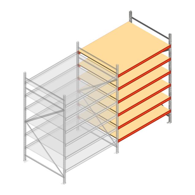 Grootvakstelling AR 2250x1850x1200 mm (hxbxd) 6 niveaus verzinkt aanbouwsectie