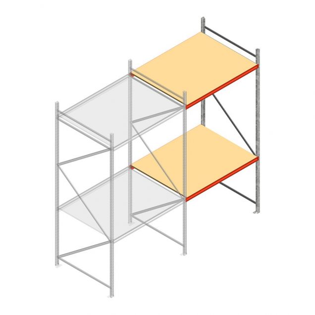 Grootvakstelling AR 3000x1850x1200 mm (hxbxd) 2 niveaus verzinkt aanbouwsectie met voorgemonteerde frames
