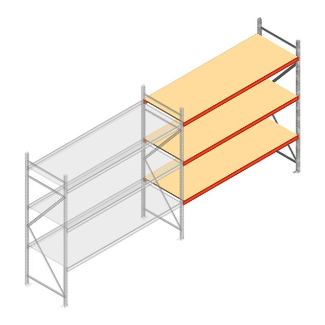 Grootvakstelling AR 2000x2700x900 mm (hxbxd) 3 niveaus verzinkt aanbouwsectie