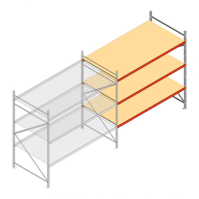 Grootvakstelling AR 2250x2700x1200 mm (hxbxd) 3 niveaus verzinkt aanbouwsectie