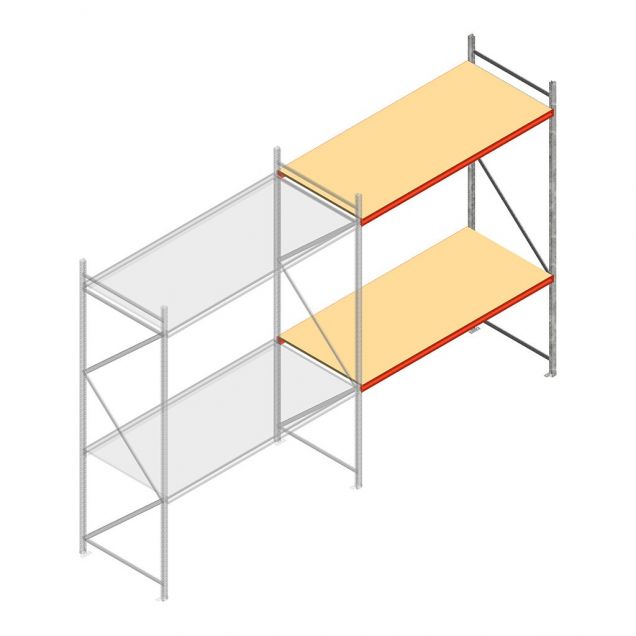 Grootvakstelling AR 3000x2700x1000 mm (hxbxd) 2 niveaus verzinkt aanbouwsectie