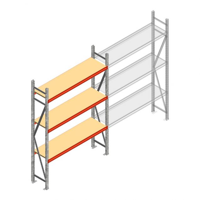 Grootvakstelling AR 2250x1610x400 mm (hxbxd) 3 niveaus verzinkt beginsectie met voorgemonteerde frames