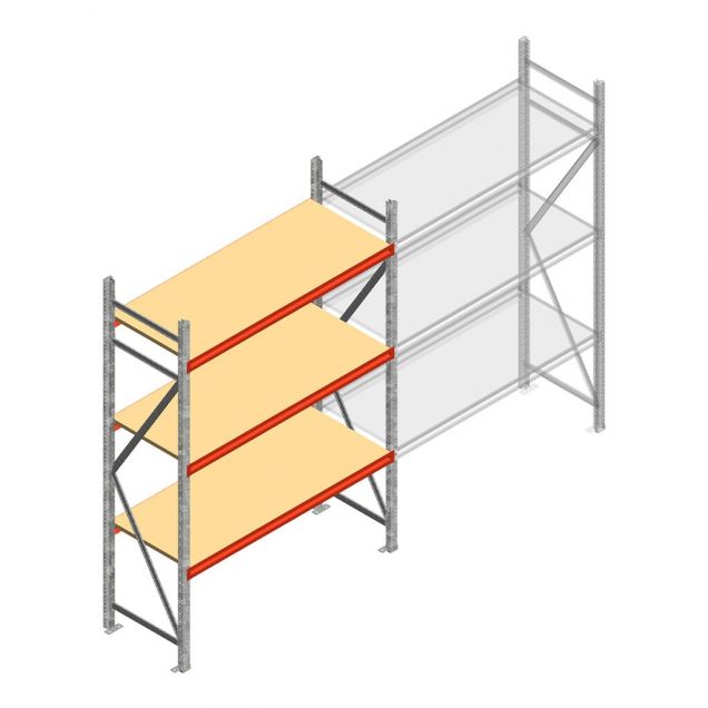 Grootvakstelling AR 2000x1850x600 mm (hxbxd) 3 niveaus verzinkt beginsectie