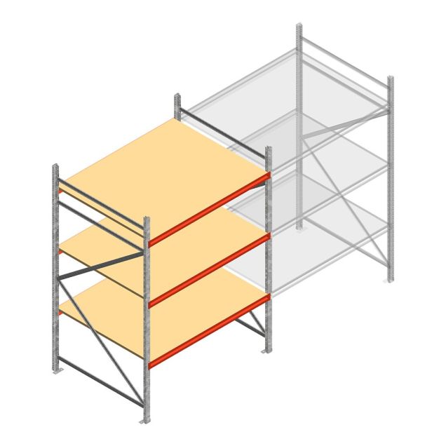 Grootvakstelling AR 2250x1850x1200 mm (hxbxd) 3 niveaus verzinkt beginsectie