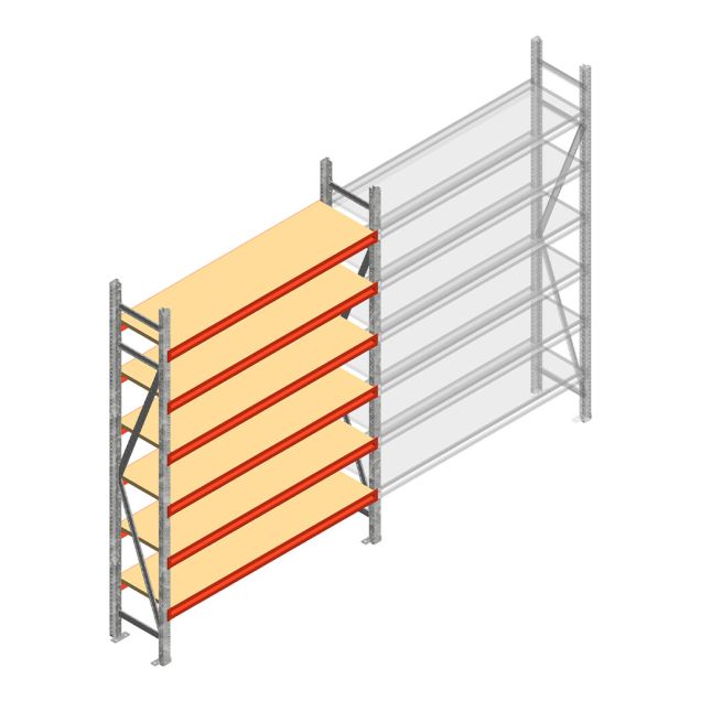 Grootvakstelling AR 2500x1610x500 mm (hxbxd) 6 niveaus verzinkt beginsectie