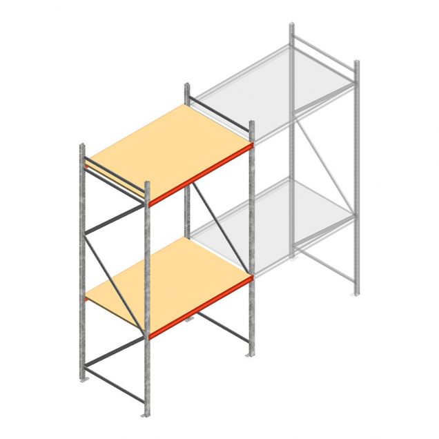Grootvakstelling AR 3000x1850x1000 mm (hxbxd) 2 niveaus verzinkt beginsectie met voorgemonteerde frames