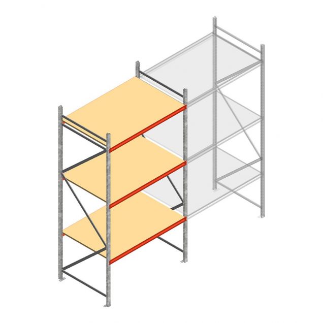 Grootvakstelling AR 3000x1850x1000 mm (hxbxd) 3 niveaus verzinkt beginsectie met voorgemonteerde frames