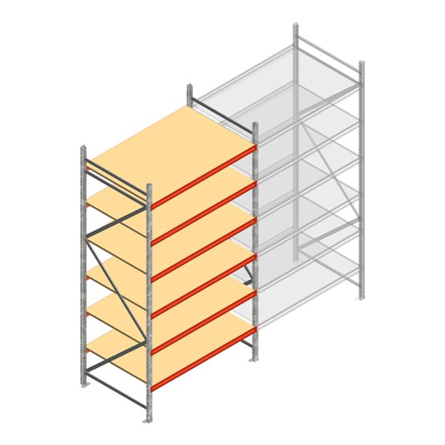 Grootvakstelling AR 3000x1610x1000 mm (hxbxd) 6 niveaus verzinkt beginsectie