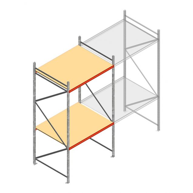 Grootvakstelling AR 3000x1610x1200 mm (hxbxd) 2 niveaus verzinkt beginsectie met voorgemonteerde frames