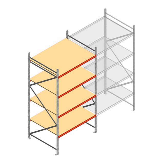 Grootvakstelling AR 3000x1610x1200 mm (hxbxd) 4 niveaus verzinkt beginsectie