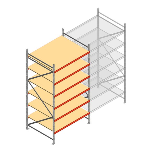 Grootvakstelling AR 3000x1850x1200 mm (hxbxd) 6 niveaus verzinkt beginsectie