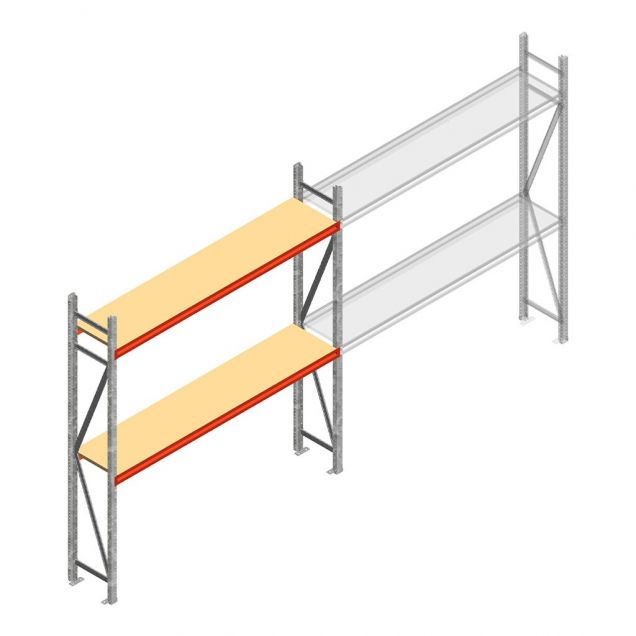 Grootvakstelling AR 2250x2250x500 mm (hxbxd) 2 niveaus verzinkt beginsectie