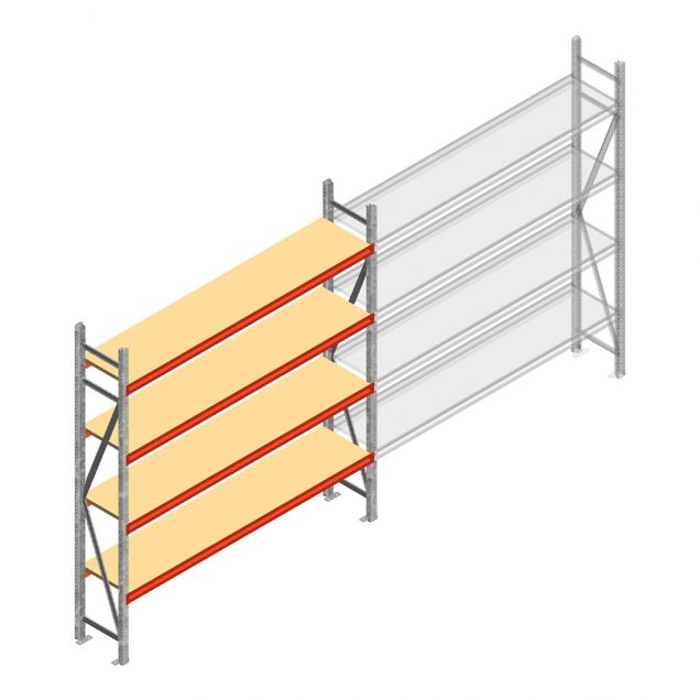 Grootvakstelling AR 2250x2250x500 mm (hxbxd) 4 niveaus verzinkt beginsectie