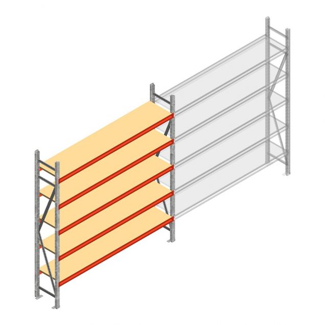 Grootvakstelling AR 2250x2250x500 mm (hxbxd) 5 niveaus verzinkt beginsectie