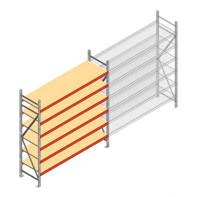 Grootvakstelling AR 2250x2250x600 mm (hxbxd) 6 niveaus verzinkt beginsectie