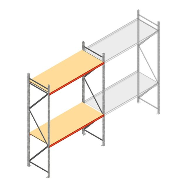 Grootvakstelling AR 3000x2010x800 mm (hxbxd) 2 niveaus verzinkt beginsectie