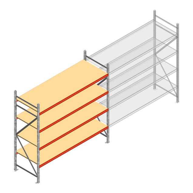 Grootvakstelling AR 2000x2700x800 mm (hxbxd) 4 niveaus verzinkt beginsectie