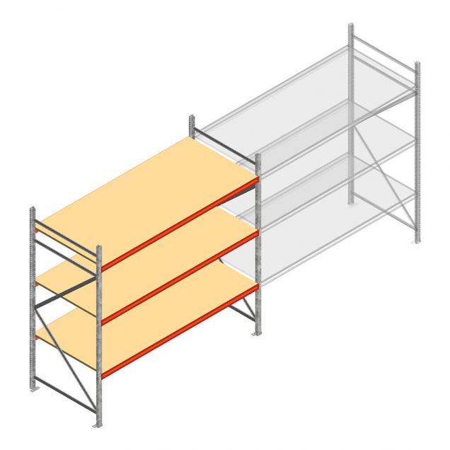 Grootvakstelling AR 2250x2700x1000 mm (hxbxd) 3 niveaus verzinkt beginsectie