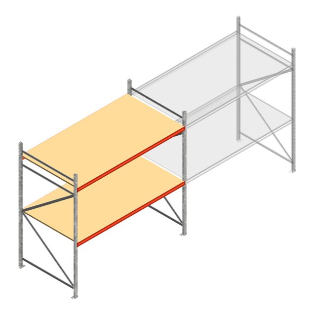 Grootvakstelling AR 2250x2700x1200 mm (hxbxd) 2 niveaus verzinkt beginsectie