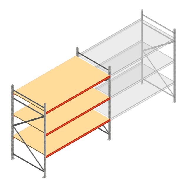 Grootvakstelling AR 2250x2700x1200 mm (hxbxd) 3 niveaus verzinkt beginsectie
