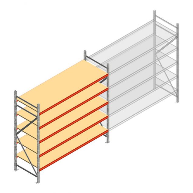 Grootvakstelling AR 2500x2700x900 mm (hxbxd) 5 niveaus verzinkt beginsectie