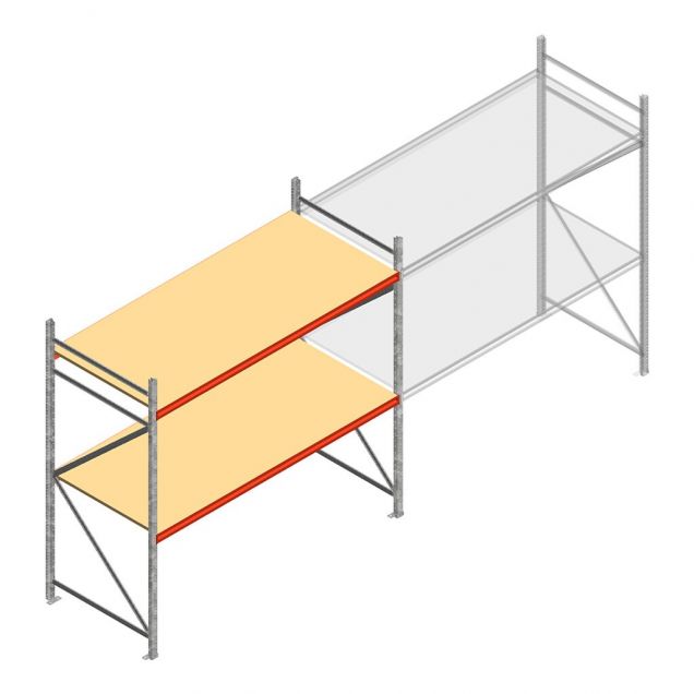 Grootvakstelling AR 2500x2700x1000 mm (hxbxd) 2 niveaus verzinkt beginsectie