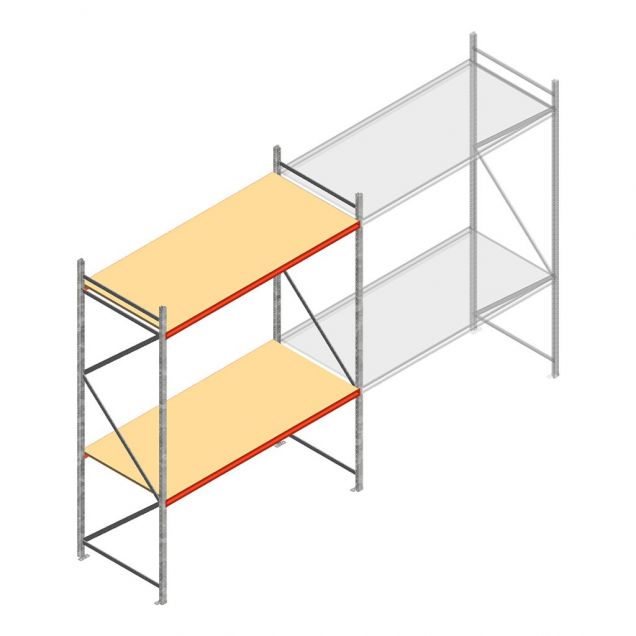 Grootvakstelling AR 3000x2700x1000 mm (hxbxd) 2 niveaus verzinkt beginsectie