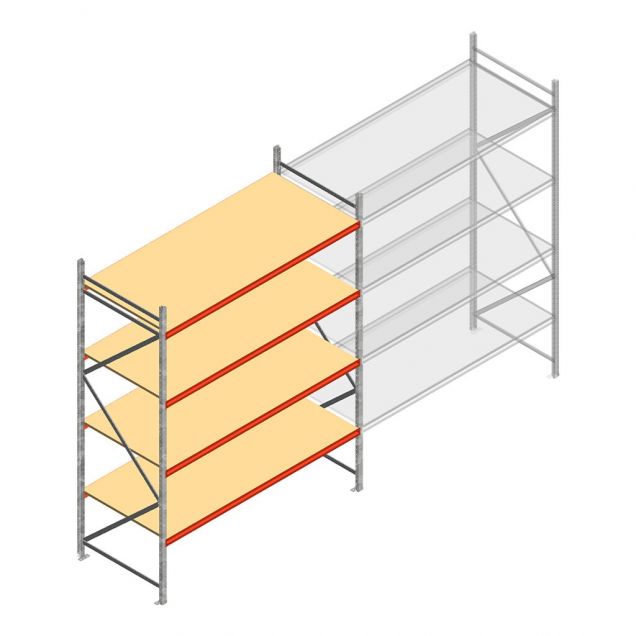 Grootvakstelling AR 3000x2700x1000 mm (hxbxd) 4 niveaus verzinkt beginsectie
