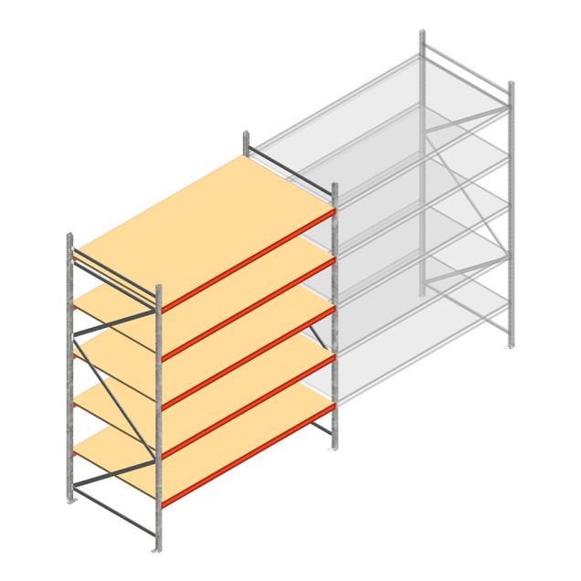 Grootvakstelling AR 3000x2700x1200 mm (hxbxd) 5 niveaus verzinkt beginsectie