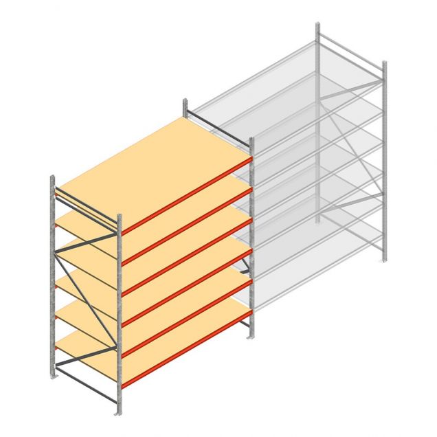 Grootvakstelling AR 3000x2700x1200 mm (hxbxd) 6 niveaus verzinkt beginsectie