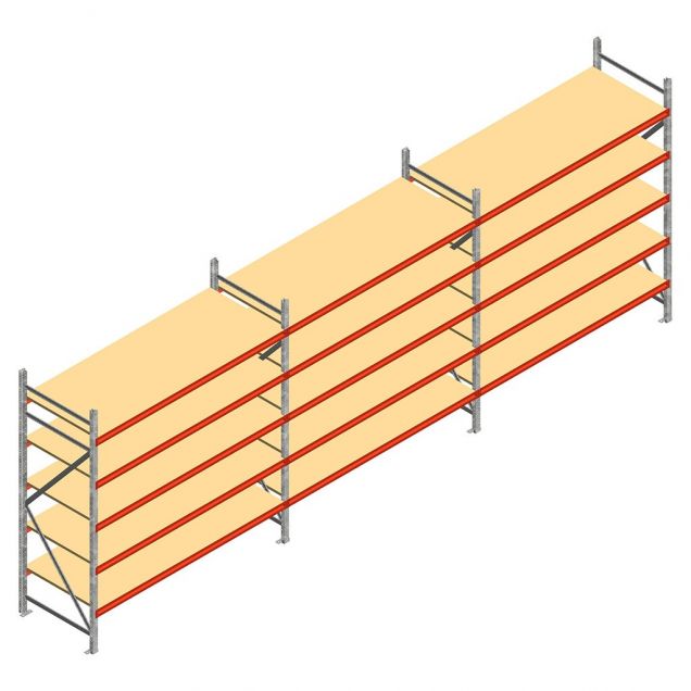 Voordeelrij grootvakstelling AR 3000x5030x800 mm (hxbxd) 5 niveaus met voorgemonteerde frames