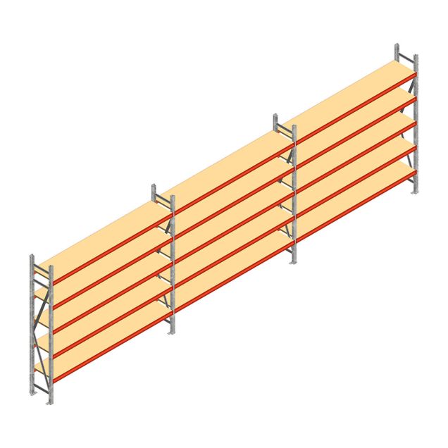 Voordeelrij grootvakstelling AR 3000x8300x400 mm (hxbxd) 5 niveaus met voorgemonteerde frames