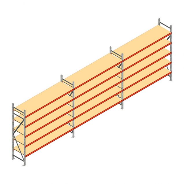 Voordeelrij grootvakstelling AR 3000x6950x600 mm (hxbxd) 5 niveaus met voorgemonteerde frames