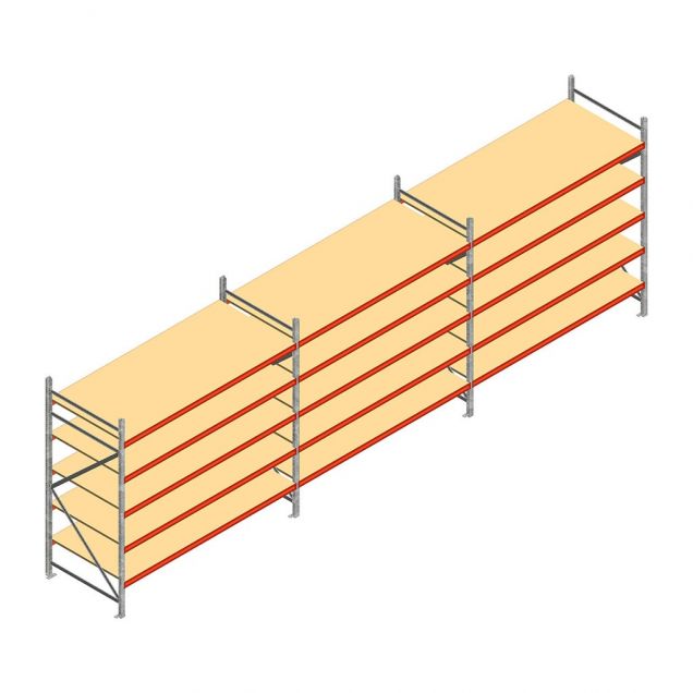 Voordeelrij grootvakstelling AR 3000x6950x1000 mm (hxbxd) 5 niveaus met voorgemonteerde frames
