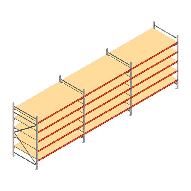 Voordeelrij grootvakstelling AR 3000x6950x1200 mm (hxbxd) 5 niveaus met voorgemonteerde frames