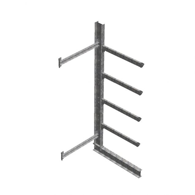 Zware draagarmstelling thermisch verzinkt enkelzijdig 3500x800x1200mm (hxbxd) 4 niveaus aanbouwsectie