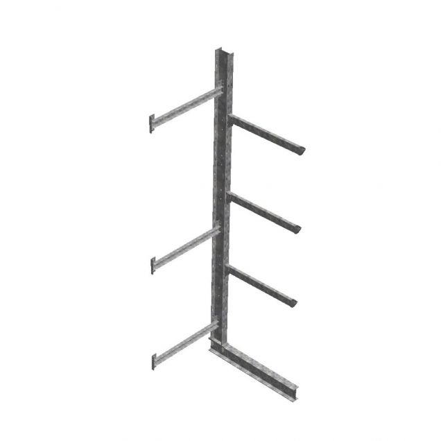 Zware draagarmstelling thermisch verzinkt enkelzijdig 4500x800x1200mm (hxbxd) 3 niveaus aanbouwsectie