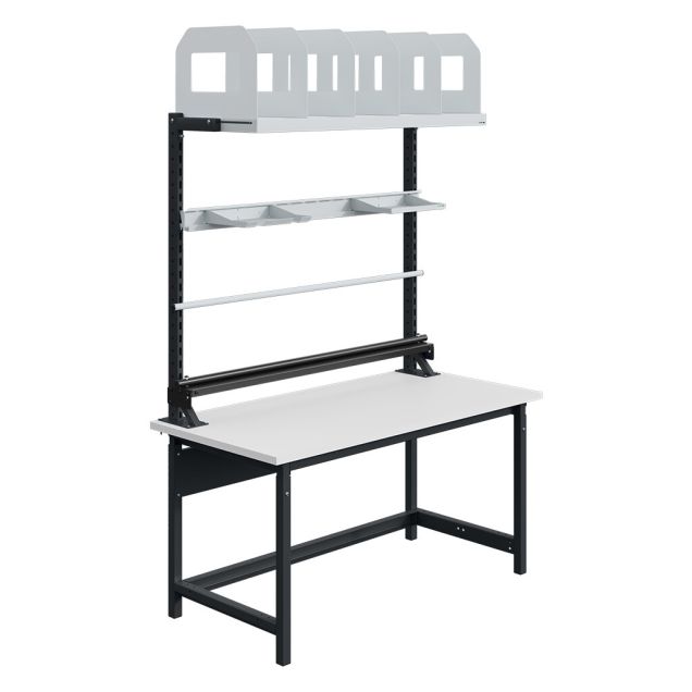 Verstelbare werkbank met rail Sofame laminaat 30mm 1500x750x770-1050 mm 300kg Antraciet